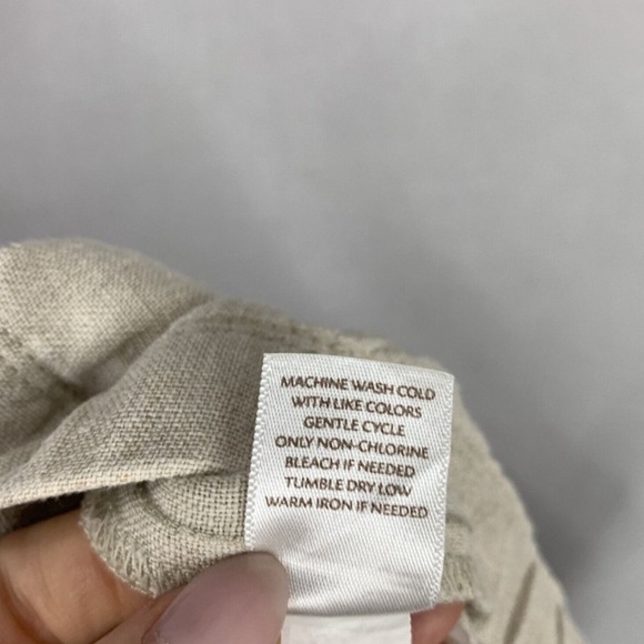 J. Jill Womens Pant Small Petite Beige Love Linen Elastic Waist Crop Lagenlook - Picture 8 of 13